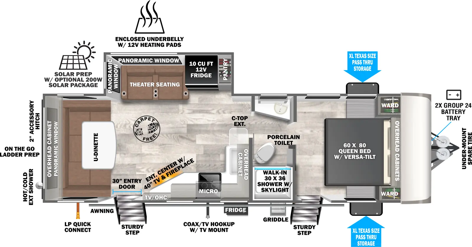 Hemisphere Travel Trailers 24RDHL Floorplan